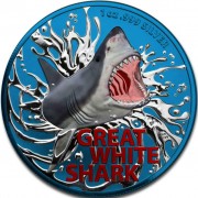 Australia $1 SPACE BLUE GREAT WHITE SHARK 2021 Silver Coin 1 oz